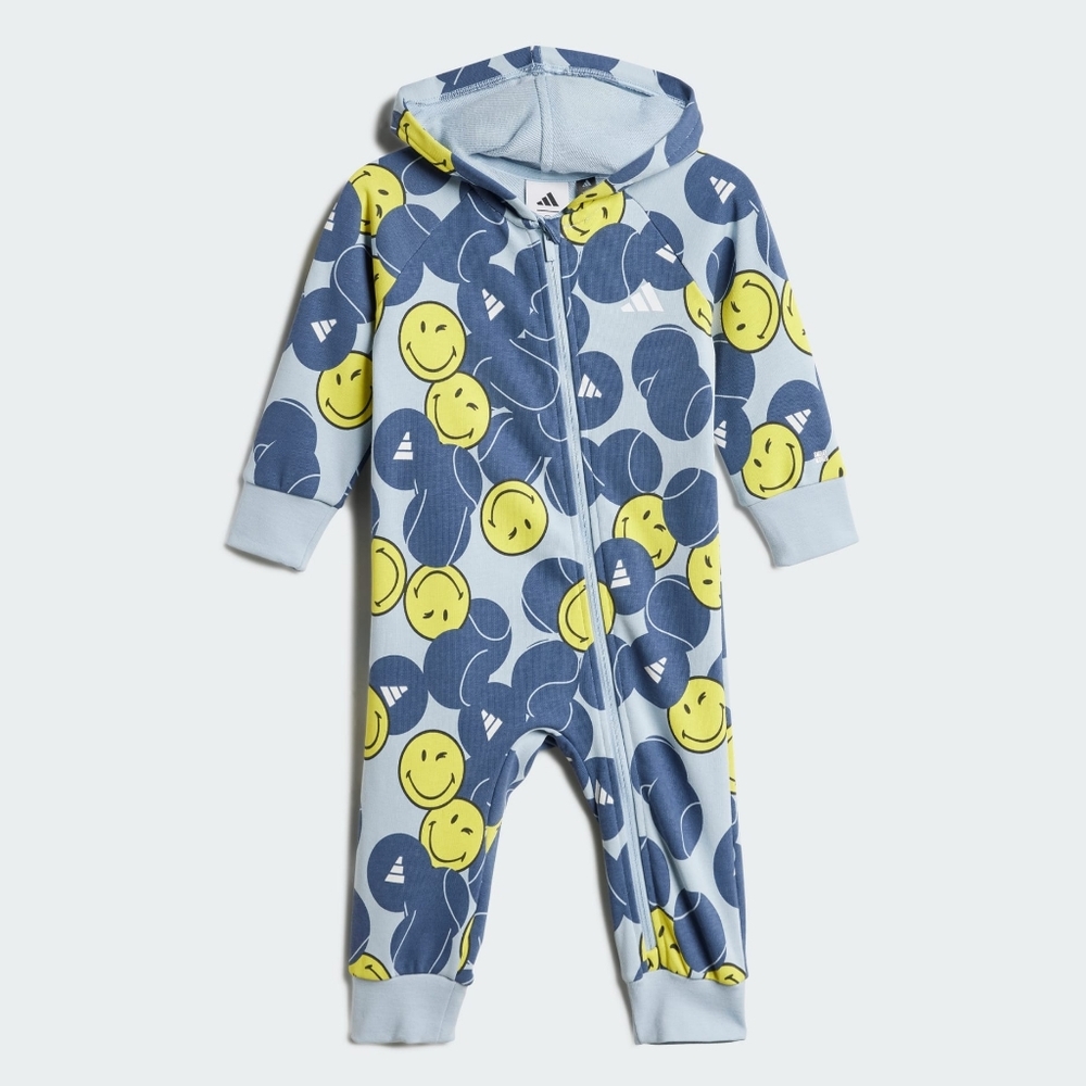 ADIDAS x Smileyworld Blue and Yellow Long Sleeve Smiley Face Zip Jumper - Sz 2T